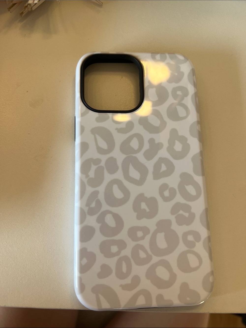 Amazon White Phone Case with Light Gray Leopard Pattern Iphone 13 Pro Max